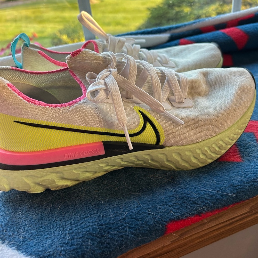 Nike Women’s Athletic Shoes White with Neon Yellow and Pink Accents